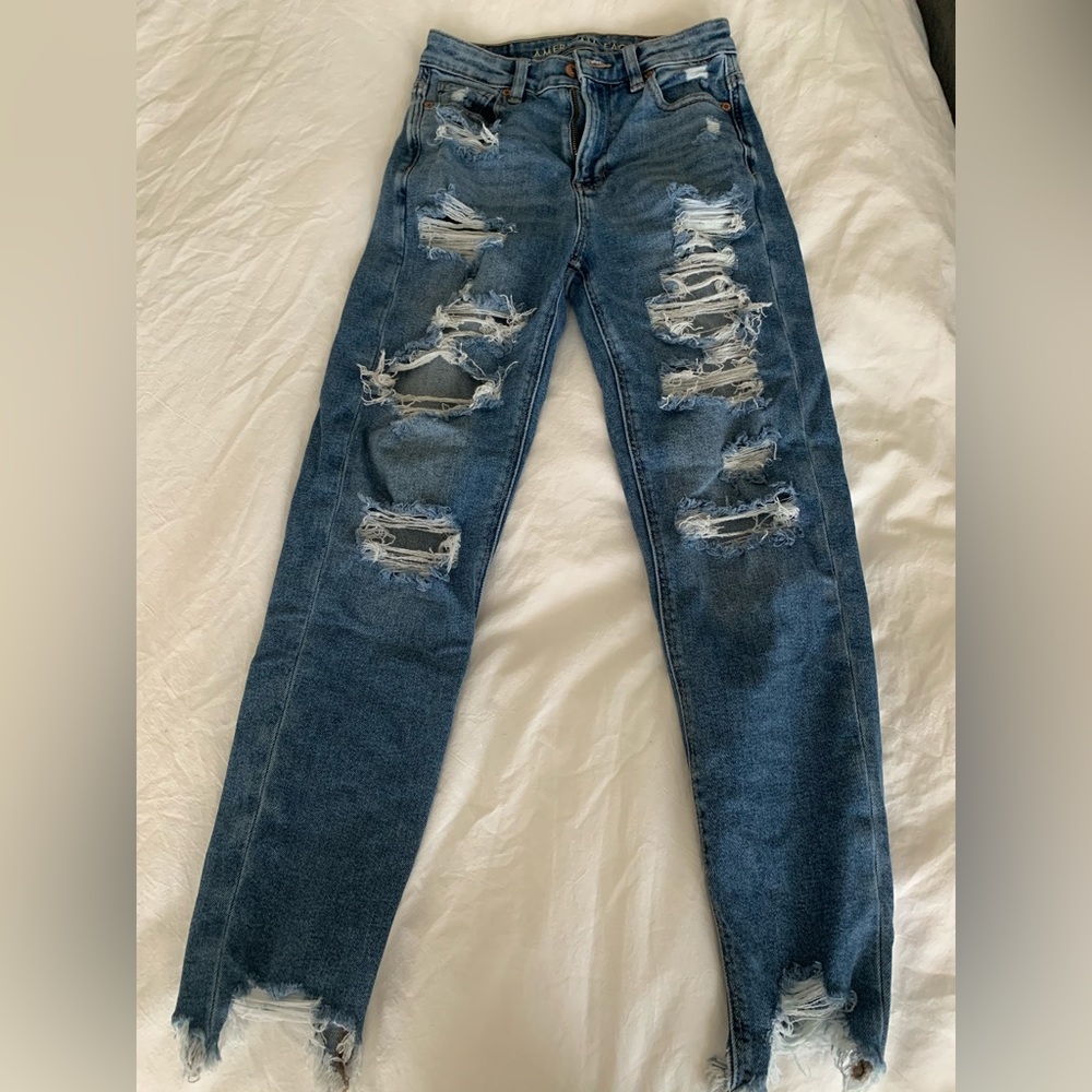 distressed mom jeans